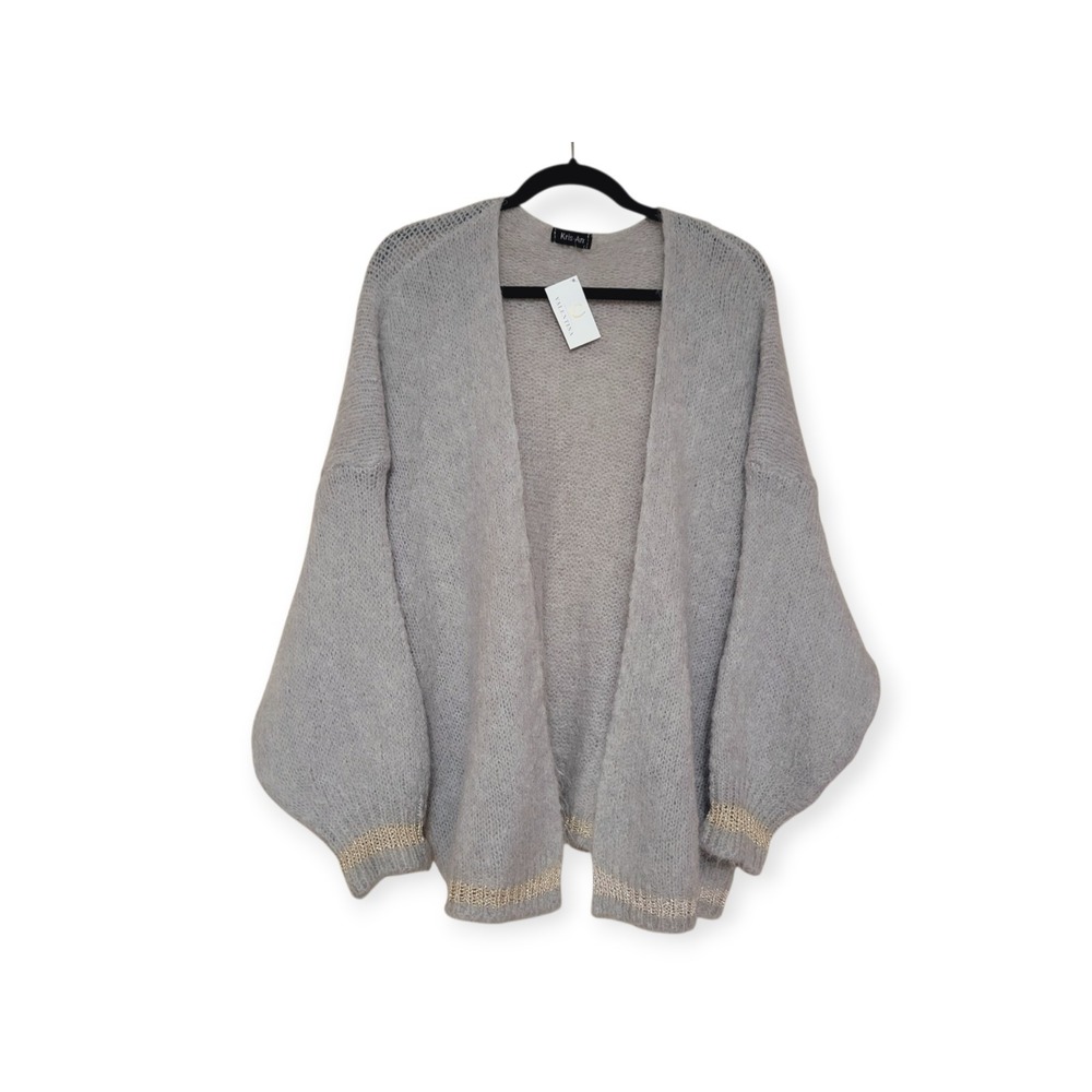 Kris Ana Valentina Sweater Womens Kidmohair Wool Mohair Open Front Fuzzy Soft OS